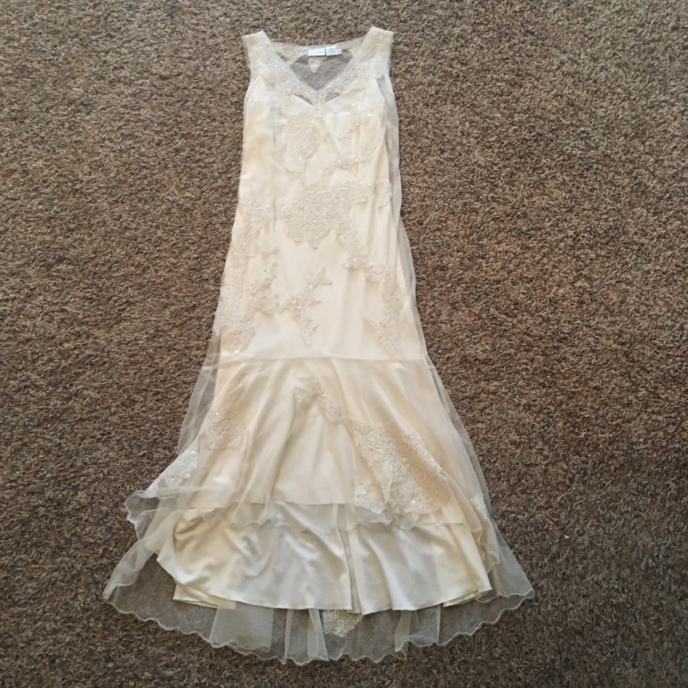 Beautiful white lace evening wear